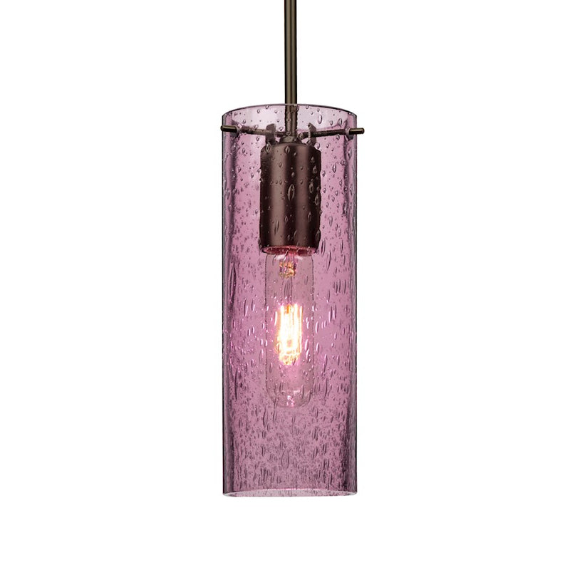 Besa Lighting Juni 10 10in 1-Light Cord Pendant | Transitional Bronze and Purple Glass | Kitchen Island & Dining Room | Model 1JT-JUNI10PL-BR