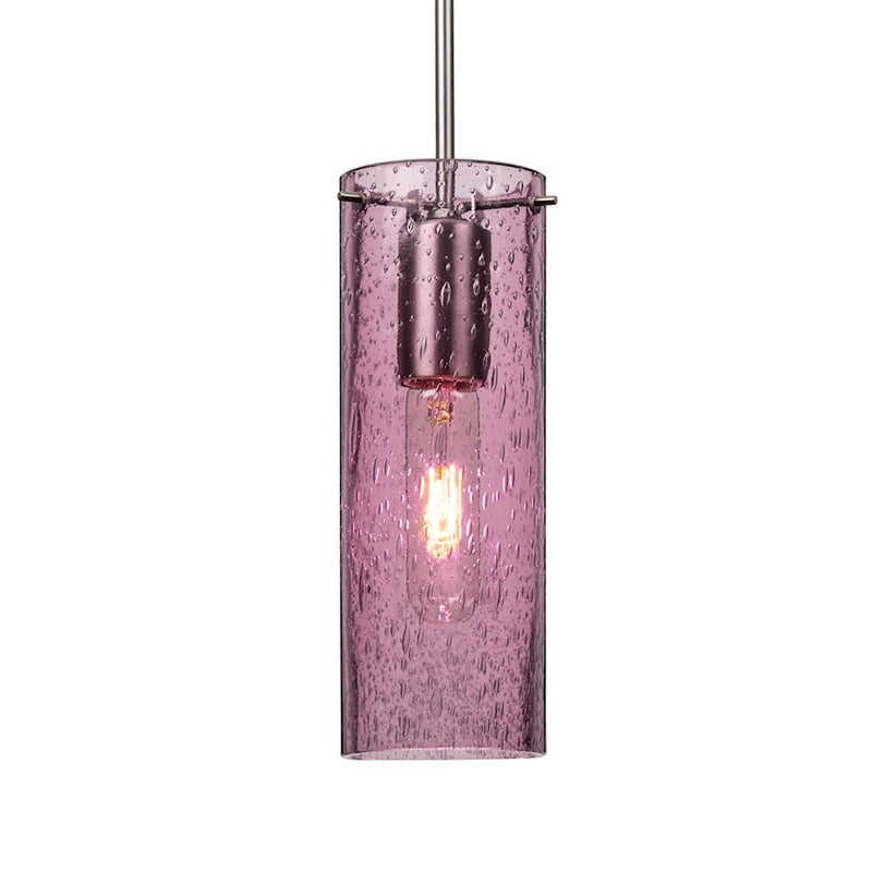 Besa Lighting Juni 10 10in 1-Light Cord Pendant | Transitional Satin Nickel and Purple Glass | Kitchen Island & Dining Room | Model 1JT-JUNI10PL-SN