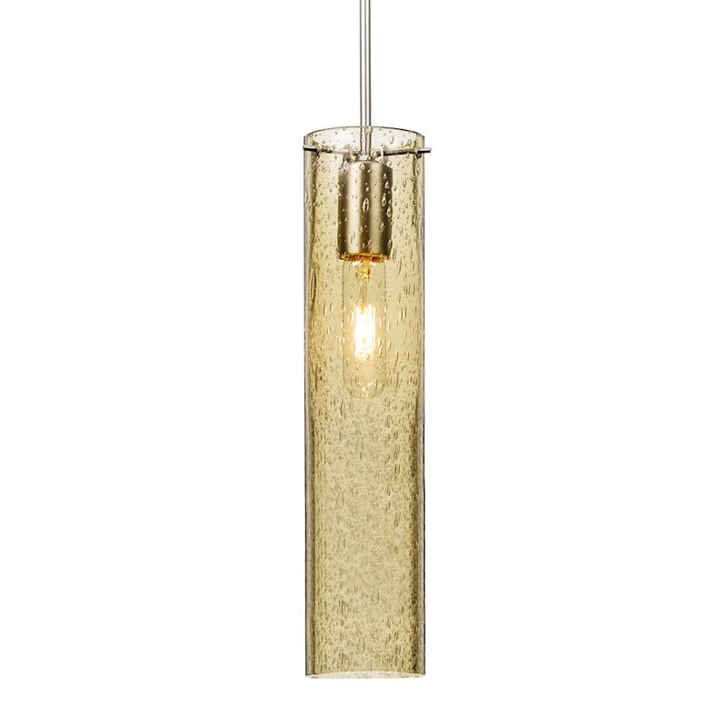 Besa Lighting Juni 16 1-Light Pendant | Transitional Satin Nickel and Gold Glass | Kitchen Island & Dining Room | 3.5 x 16 in | Model 1JT-JUNI16GD-SN