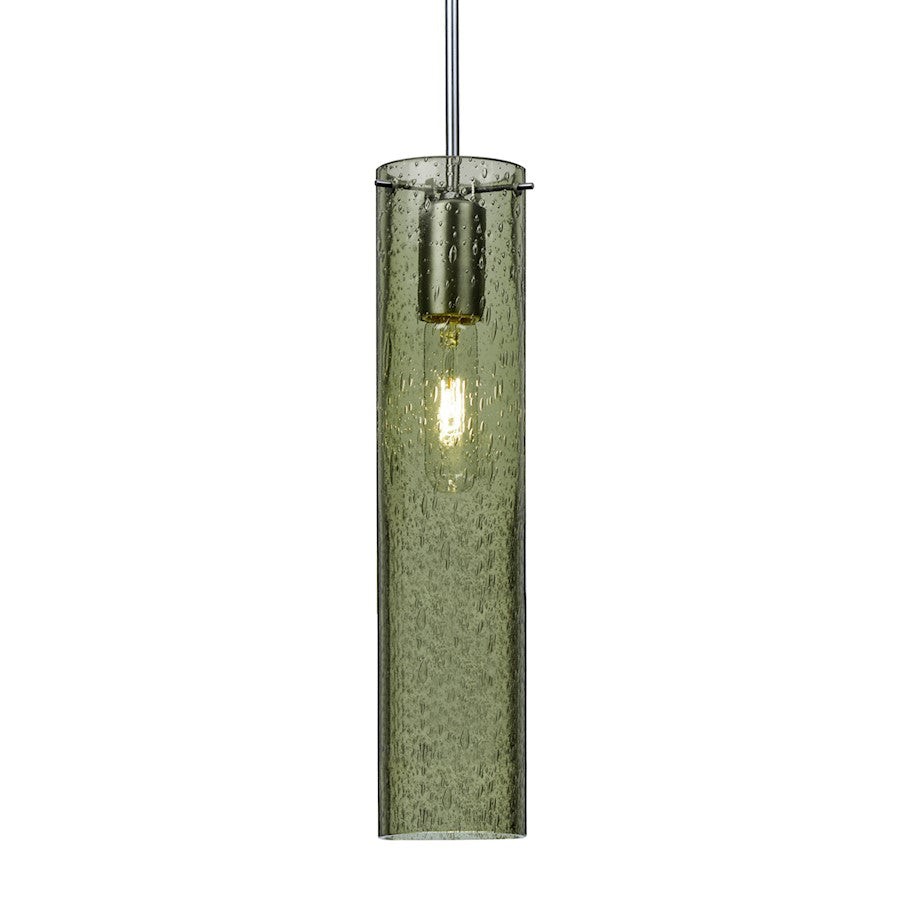 Besa Lighting Juni 16 1 Light Cord Pendant, Satin Nickel/Green - 1JT-JUNI16MS-SN