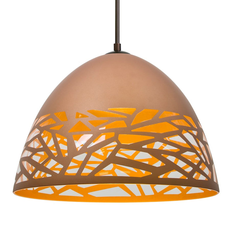 Besa Lighting Kiev 12in 1-Light Pendant | Brushed Bronze and Copper Glass | Kitchen Island & Dining Room | 12.5 x 8.75 in | Model 1JT-KIEVCP-BR