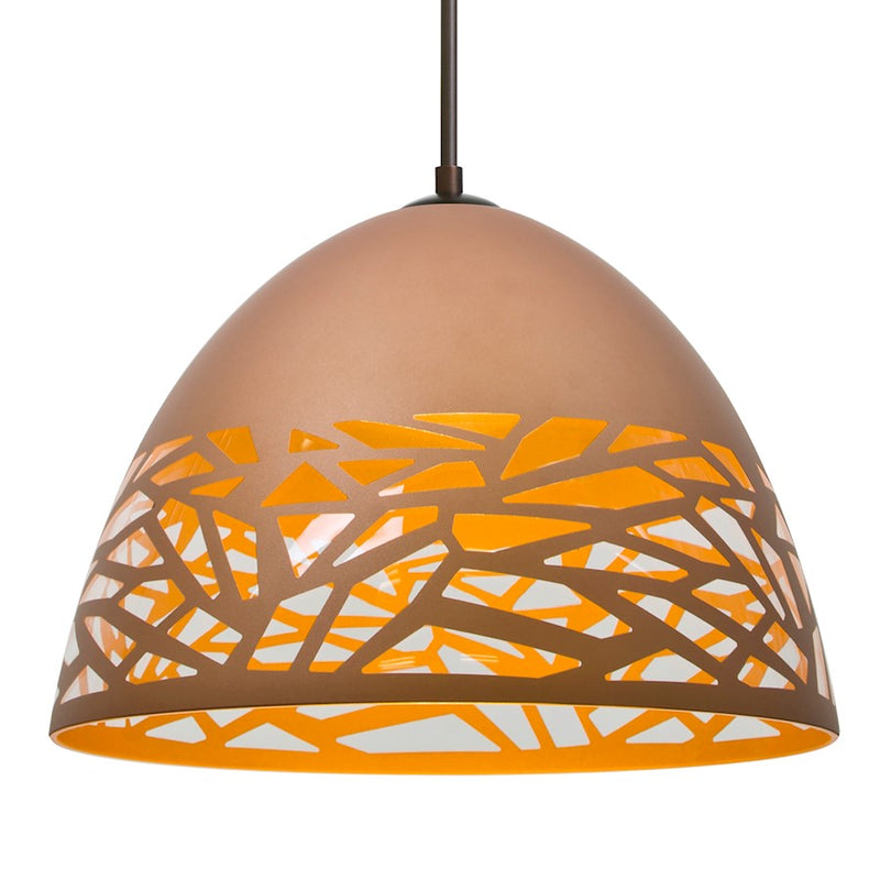 Besa Lighting Kiev 12in 1-Light LED Pendant | Brushed Bronze and Copper Glass | Kitchen Island & Dining Room | Model 1JT-KIEVCP-LED-BR