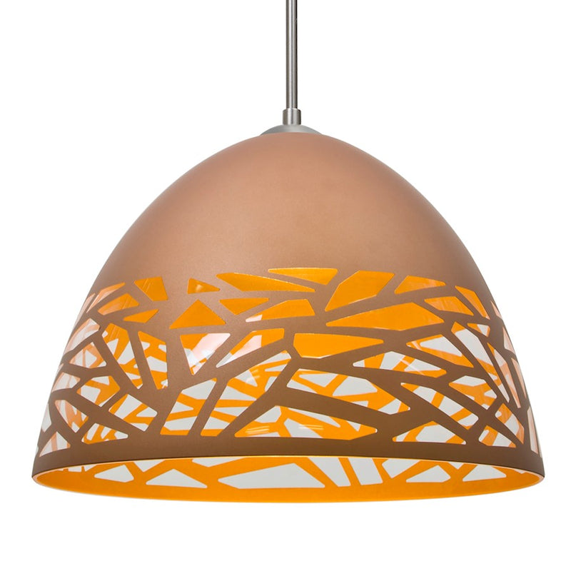Besa Lighting Kiev 12in 1-Light LED Pendant | Satin Nickel and Copper Glass | Kitchen Island & Dining Room | 12.5 x 8.75 in | Model 1JT-KIEVCP-LED-SN