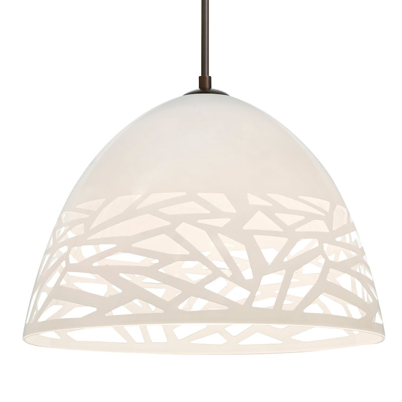 Besa Lighting Kiev 12in 1-Light Pendant | Contemporary Brushed Bronze and White Glass | Kitchen Island & Dining Room | Model 1JT-KIEVWH-BR
