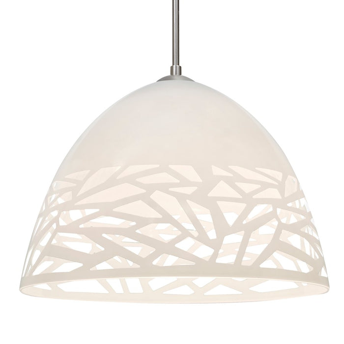 Besa Lighting Kiev 1 Light LED Cord Pendant, NickelWhite - 1JT-KIEVWH-LED-SN