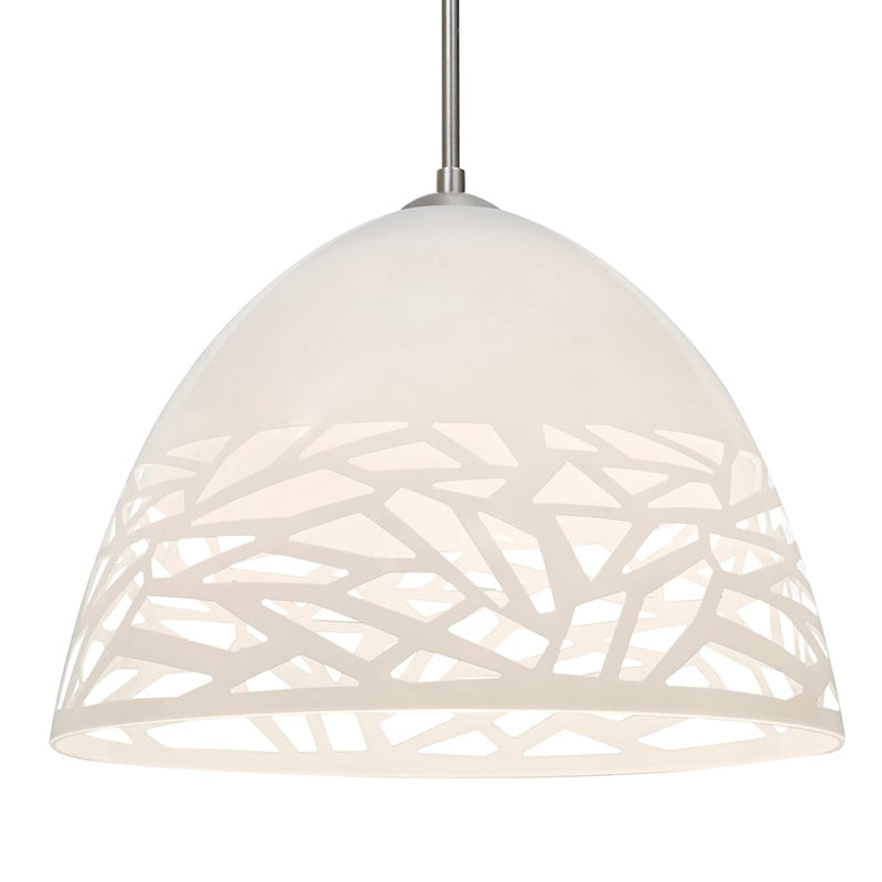 Besa Lighting Kiev 12in 1-Light Pendant | Contemporary Satin Nickel and White Glass | Kitchen Island & Dining Room | Model 1JT-KIEVWH-SN