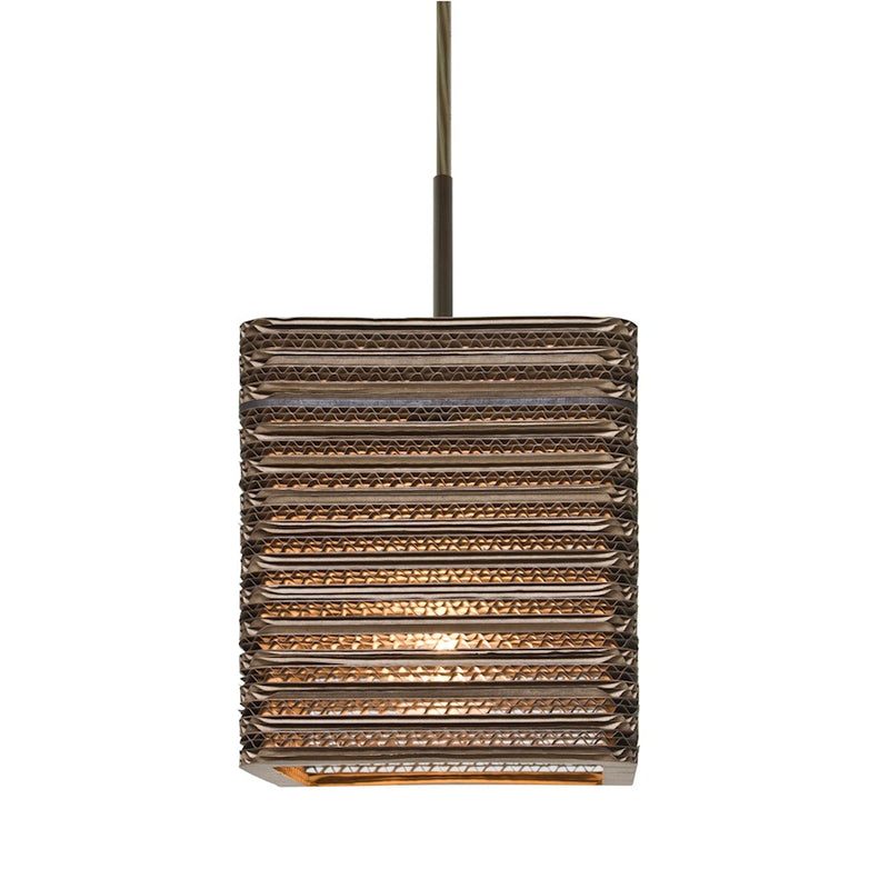 Besa Lighting Kirk 6 1-Light Pendant | Industrial Bronze and Beige Cardboard | Kitchen Island & Dining Room | 6 x 6 in | Model 1JT-KIRK6-LED-BR