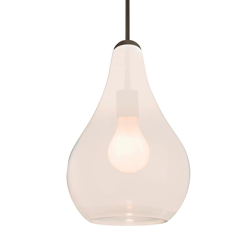 Besa Lighting Leon 6in 1-Light Cord Pendant | Contemporary Brushed Bronze and Milky White Glass | Kitchen Island & Dining Room | Model 1JT-LEONMW-BR