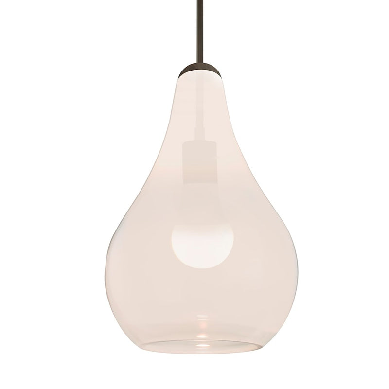 Besa Lighting Leon 6in 1-Light LED Cord Pendant | Contemporary Brushed Bronze and Milky White Glass | Kitchen Island | Model 1JT-LEONMW-LED-BR
