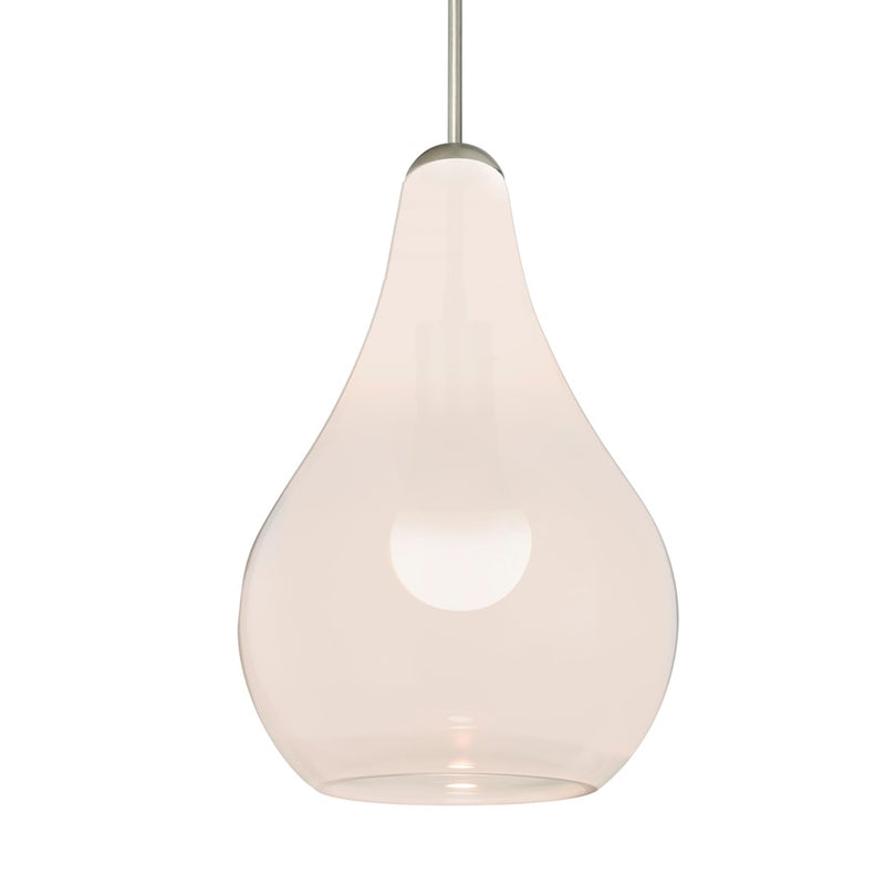 Besa Lighting Leon 6in 1-Light LED Cord Pendant | Contemporary Satin Nickel and Milky White Glass | Kitchen Island & Dining | Model 1JT-LEONMW-LED-SN