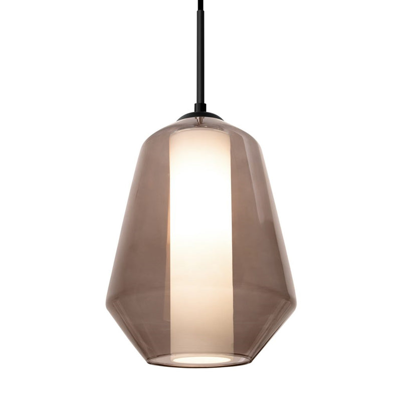 Besa Link 8in 1-Light Pendant | Transitional Bronze and Blue Glass | Kitchen Island & Dining Room | 8 x 8 x 10.5 in | Model 1JT-LINKBL-BR