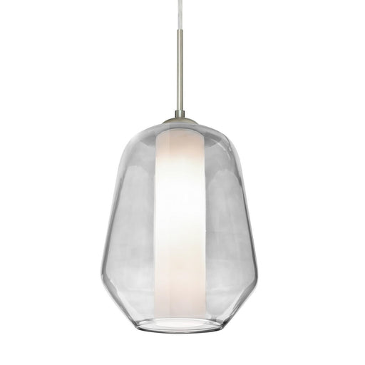 Besa Link 8in 1-Light LED Pendant | Transitional Satin Nickel and Clear Glass | Kitchen Island & Dining Room | Model 1JT-LINKCL-LED-SN