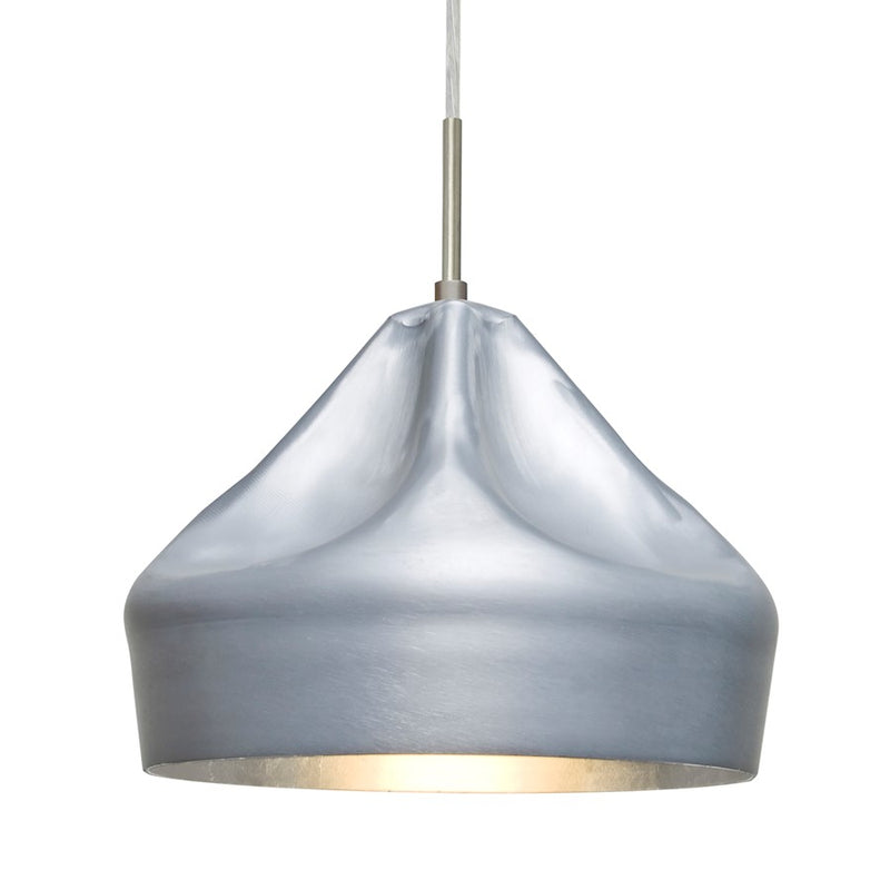 Besa Lighting Lotus 9in 1-Light Pendant | Industrial Satin Nickel and Silver Aluminum | Kitchen Island & Dining Room | Model 1JT-LOTUS-SN