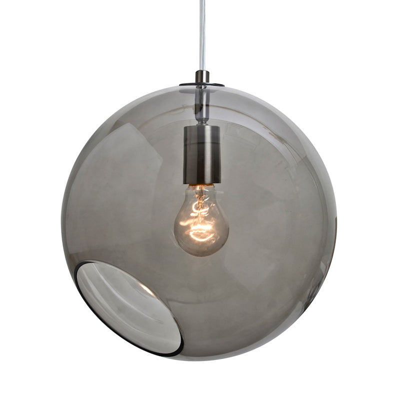 Besa Lighting Maestro 12 1-Light Pendant | Transitional Satin Nickel and Smoke Gray Glass | Kitchen Island & Dining Room | Model 1JT-MAESTRO12SM-SN