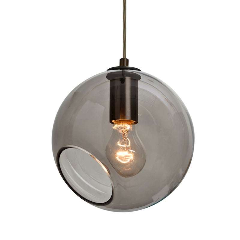 Besa Lighting Maestro 8 8in 1-Light Pendant | Transitional Brushed Bronze and Smoke Gray Glass | Kitchen Island & Dining | Model 1JT-MAESTRO8SM-BR