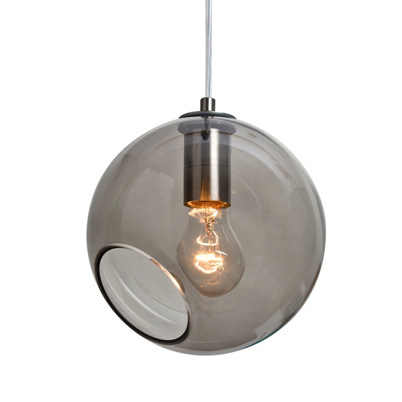 Besa Lighting Maestro 8 8in 1-Light Pendant | Transitional Satin Nickel and Smoke Gray Glass | Kitchen Island & Dining Room | Model 1JT-MAESTRO8SM-SN