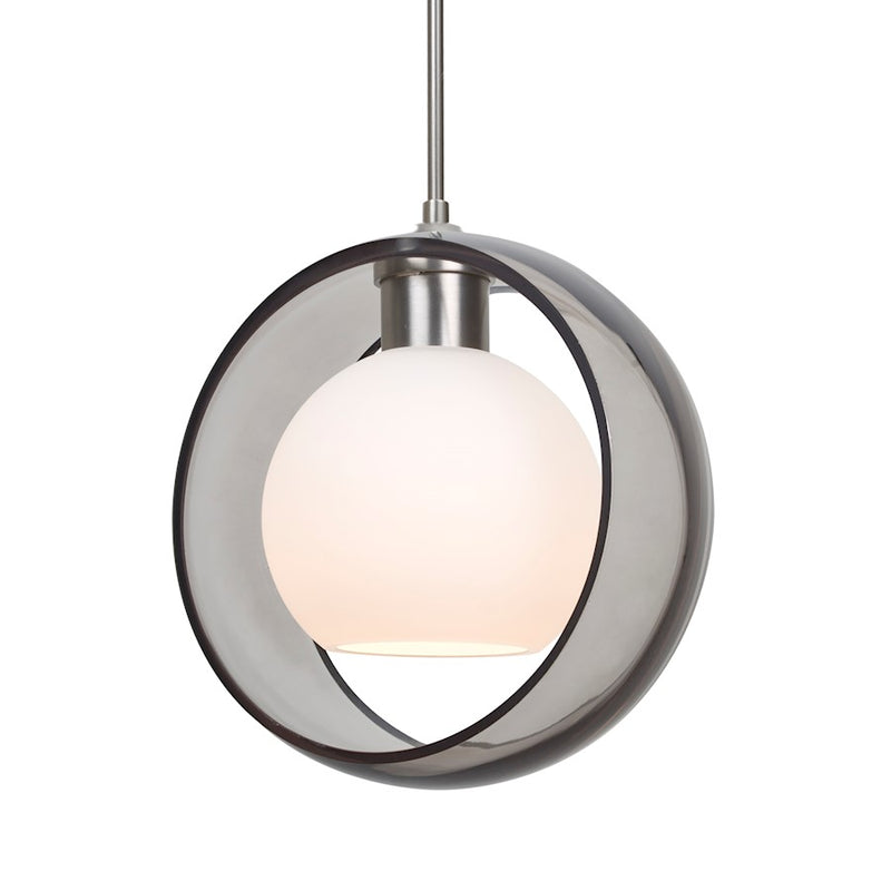 Besa Mana 9in 1-Light Cord Pendant | Contemporary Satin Nickel and Trans-Smoke Glass | Kitchen Island & Dining Room | 9 x 9 in | Model 1JT-MANASM-SN