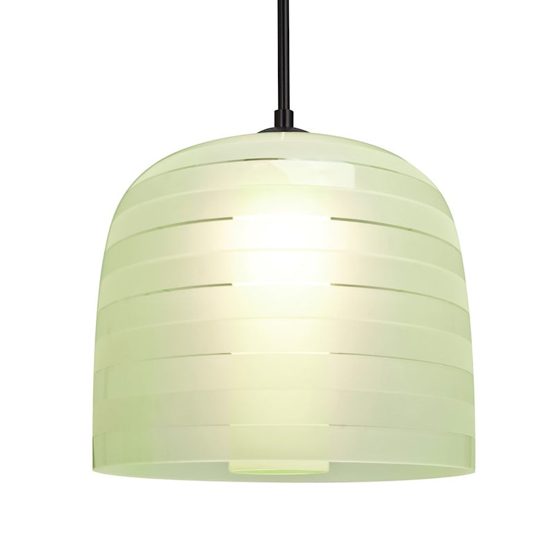 Besa Lighting Mitzi 10 9in 1-Light LED Cord Pendant | Contemporary Black and Green Glass | Kitchen Island & Dining Room | Model 1JT-MITZI10CR-LED-BK