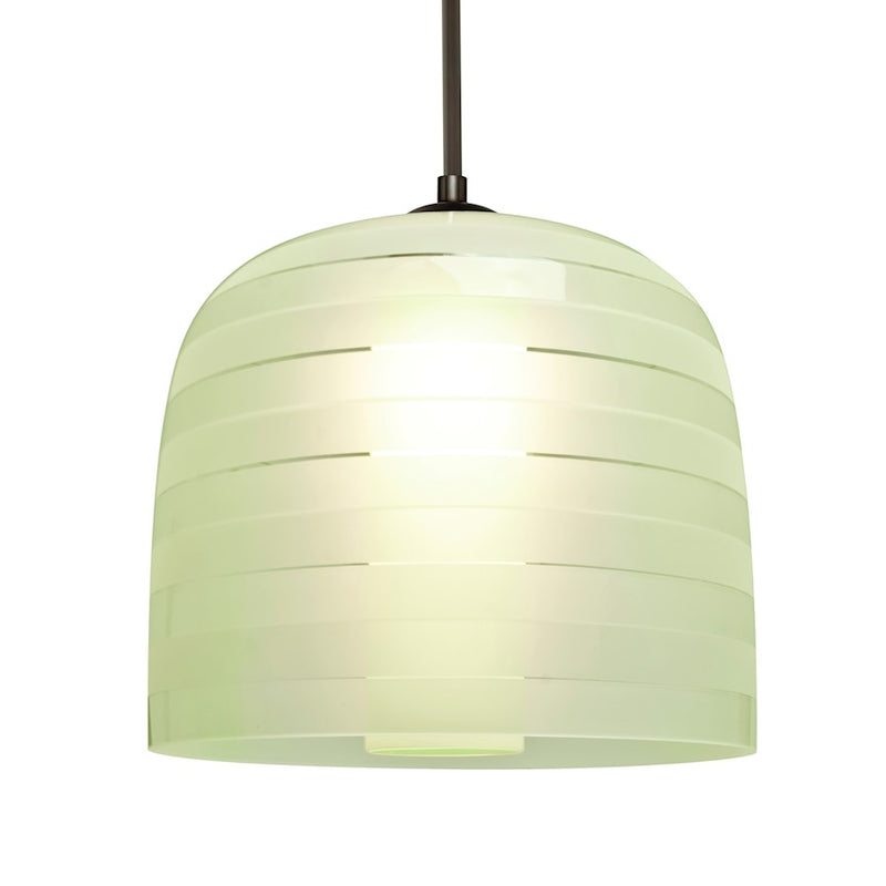 Besa Lighting Mitzi 10 9in 1-Light LED Cord Pendant | Contemporary Bronze and Green Glass | Kitchen Island & Dining Room | Model 1JT-MITZI10CR-LED-BR