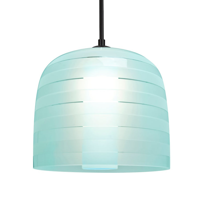 Besa Lighting Mitzi 10 1-Light LED Cord Pendant | Contemporary Black and Blue Glass | Kitchen Island & Dining Room | Model 1JT-MITZI10CY-LED-BK