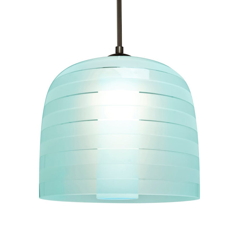 Besa Lighting Mitzi 10 1-Light LED Cord Pendant | Contemporary Bronze and Blue Glass | Kitchen Island & Dining Room | Model 1JT-MITZI10CY-LED-BR