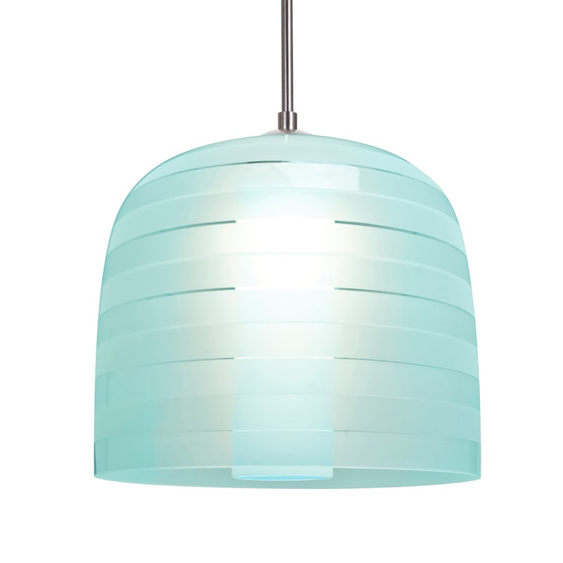 Besa Mitzi 10 1-Light Cord Pendant | Contemporary Satin Nickel and Blue Glass | Kitchen Island & Dining Room | Model 1JT-MITZI10CY-SN