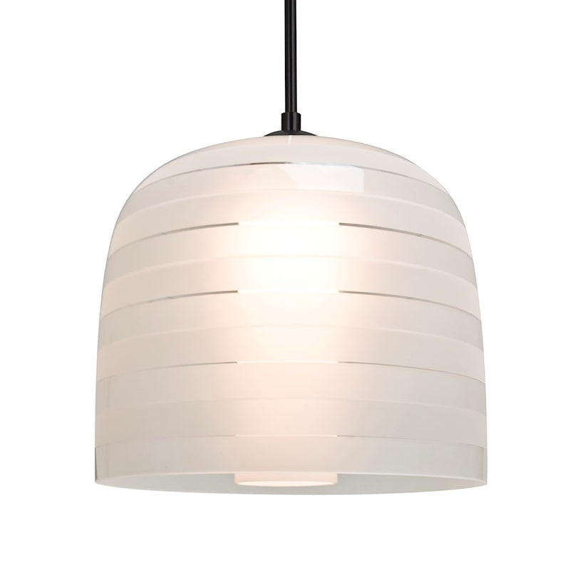 Besa Lighting Mitzi 10 9in 1-Light LED Pendant | Contemporary Black and White Glass | Kitchen Island & Dining Room | Model 1JT-MITZI10FR-LED-BK