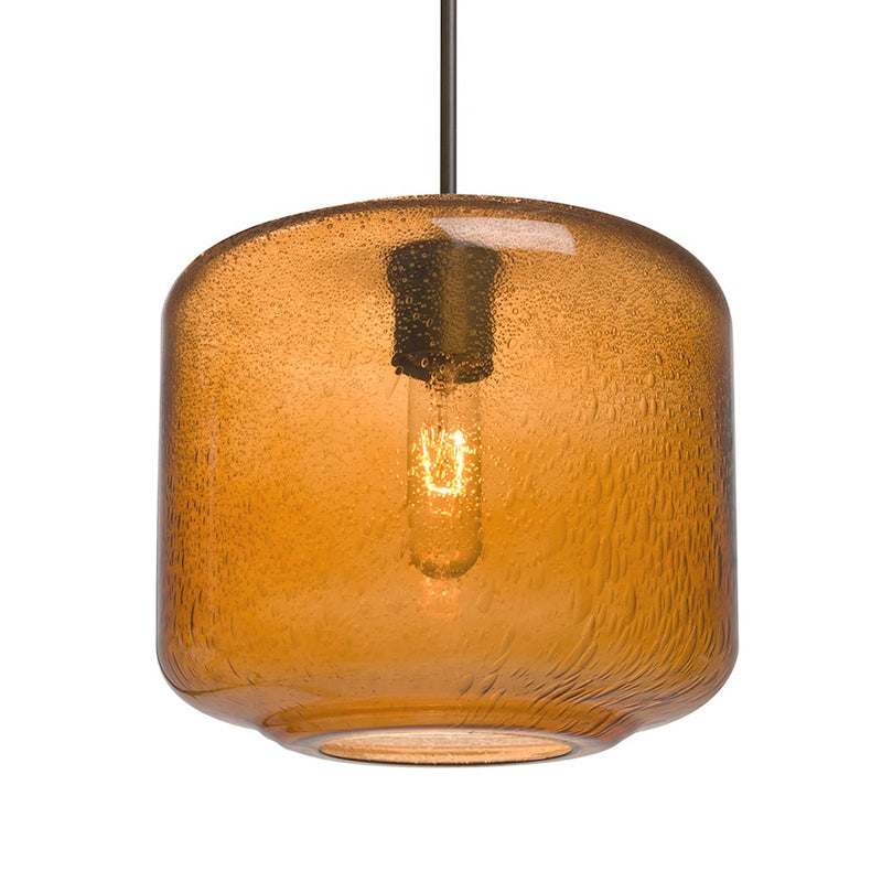 Besa Lighting Niles 10 1-Light Cord Pendant | Transitional Bronze and Amber Glass | Kitchen Island & Dining Room | 9.5 x 9 in | Model 1JT-NILES10AM-BR
