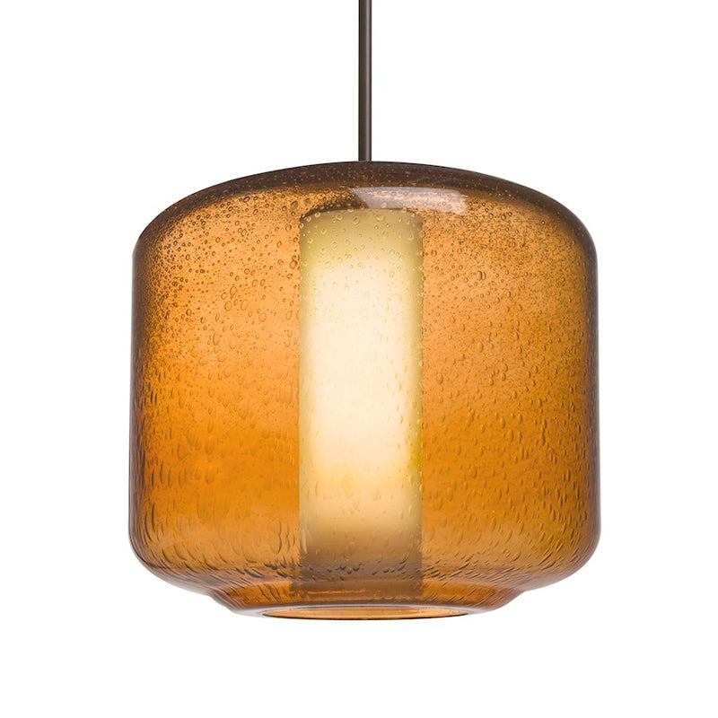 Besa Lighting Niles 10 9in 1-Light Pendant | Transitional Bronze and Amber Opal Glass | Kitchen Island & Dining Room | Model 1JT-NILES10AO-BR