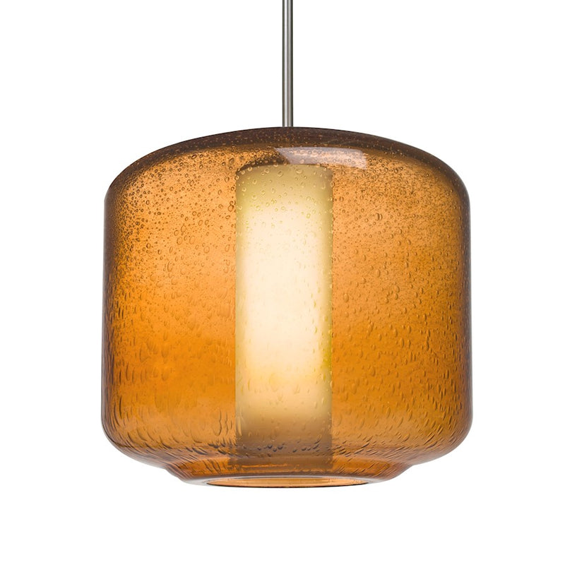 Besa Lighting Niles 10 9in 1-Light Pendant | Transitional Satin Nickel and Amber Opal Glass | Kitchen Island & Dining Room | Model 1JT-NILES10AO-SN