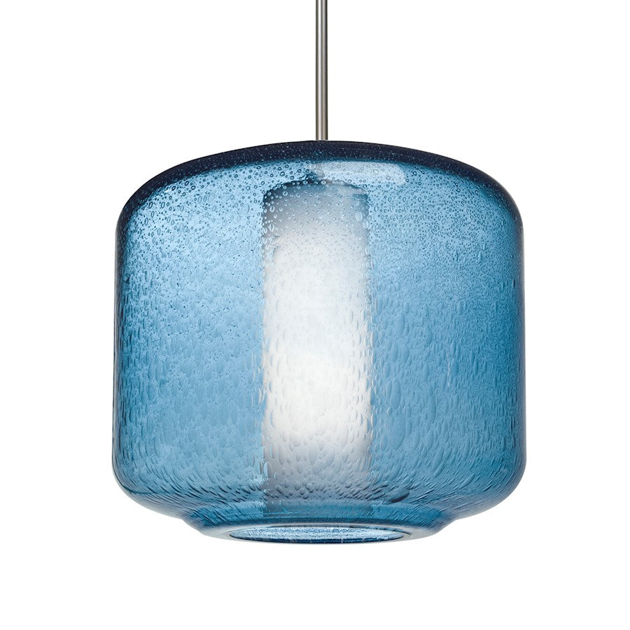 Besa Lighting Niles 10 1 Light Cord Pendant, Nickel/Blue/Opal - 1JT-NILES10BO-SN