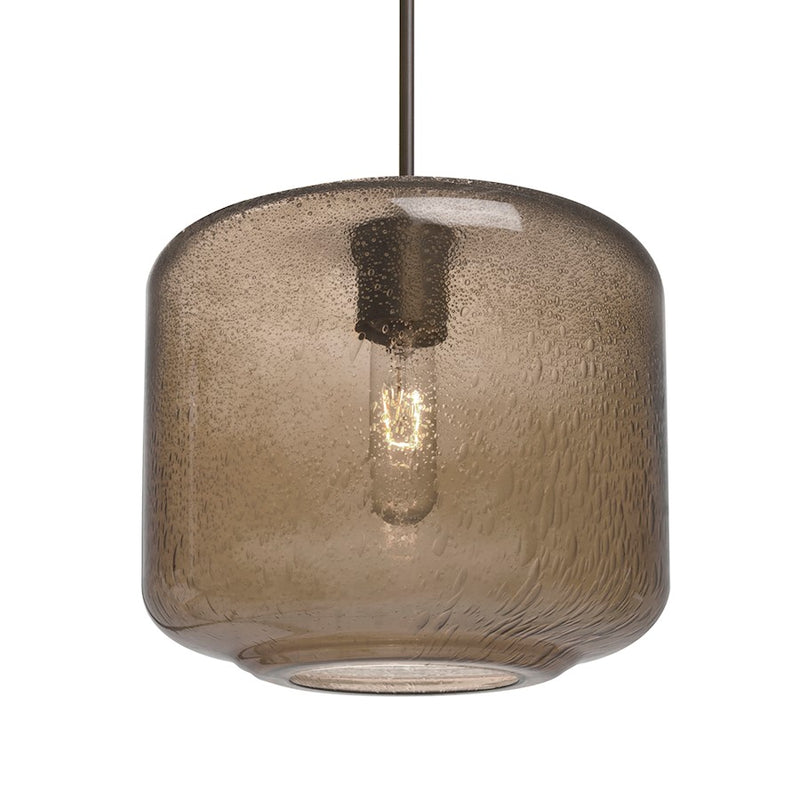Besa Lighting Niles 10 9in 1-Light Pendant | Brushed Bronze and Smoke Glass | Kitchen Island & Dining Room | 9.5 x 9 in | Model 1JT-NILES10SM-BR