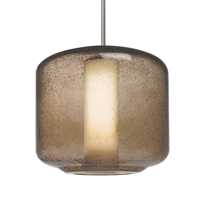 Besa Lighting Niles 10 9in 1-Light Pendant | Transitional Satin Nickel and Gray Opal Glass | Kitchen Island & Dining Room | Model 1JT-NILES10SO-SN