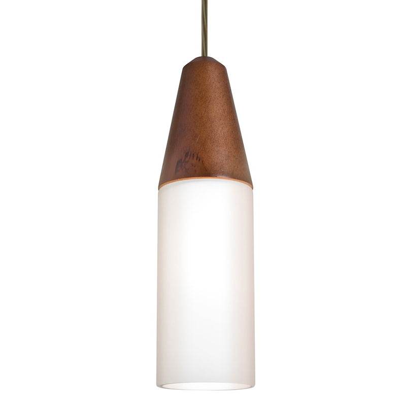 Besa Lighting Nini 12in 1-Light LED Pendant | Bronze and White Glass | Kitchen Island & Dining Room | 3.75 x 3.75 x 12.25 in | Model 1JT-NINIMD-LED-BR