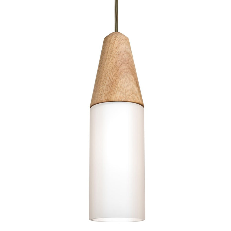 Besa Lighting Nini 12in 1-Light Cord Pendant | Contemporary Bronze and White Glass | Kitchen Island & Dining Room | Model 1JT-NININA-BR