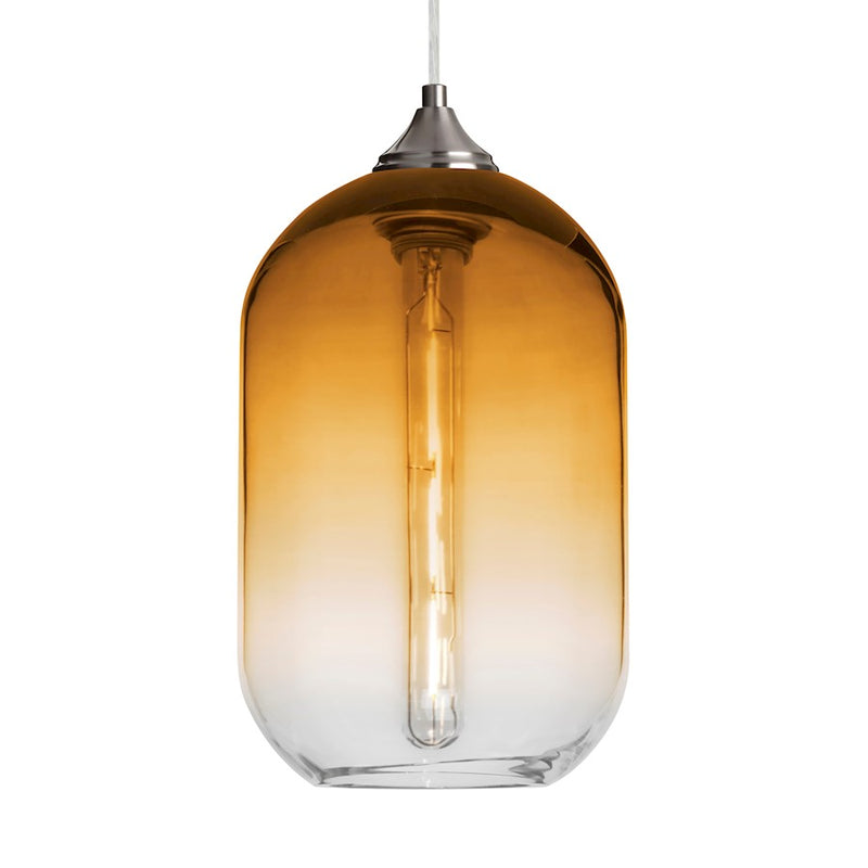 Besa Lighting Omega 12 1-Light LED Cord Pendant | Contemporary Satin Nickel and Beige Glass | Kitchen Island & Dining | Model 1JT-OMEGA12AM-EDIL-SN