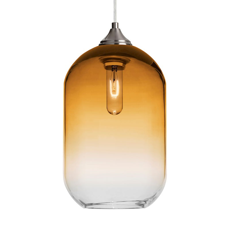 Besa Lighting Omega 12 1-Light Cord Pendant | Contemporary Satin Nickel and Beige Glass | Kitchen Island & Dining Room | Model 1JT-OMEGA12AM-SN