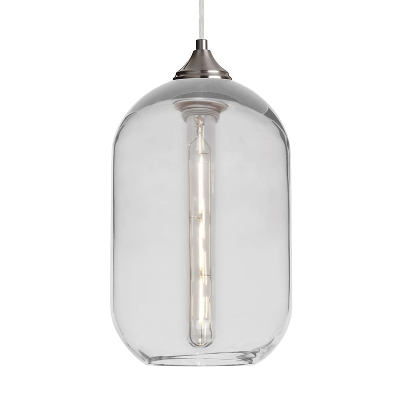 Besa Lighting Omega 12 1-Light LED Cord Pendant | Contemporary Satin Nickel and Clear Glass | Kitchen Island & Dining | Model 1JT-OMEGA12CL-EDIL-SN