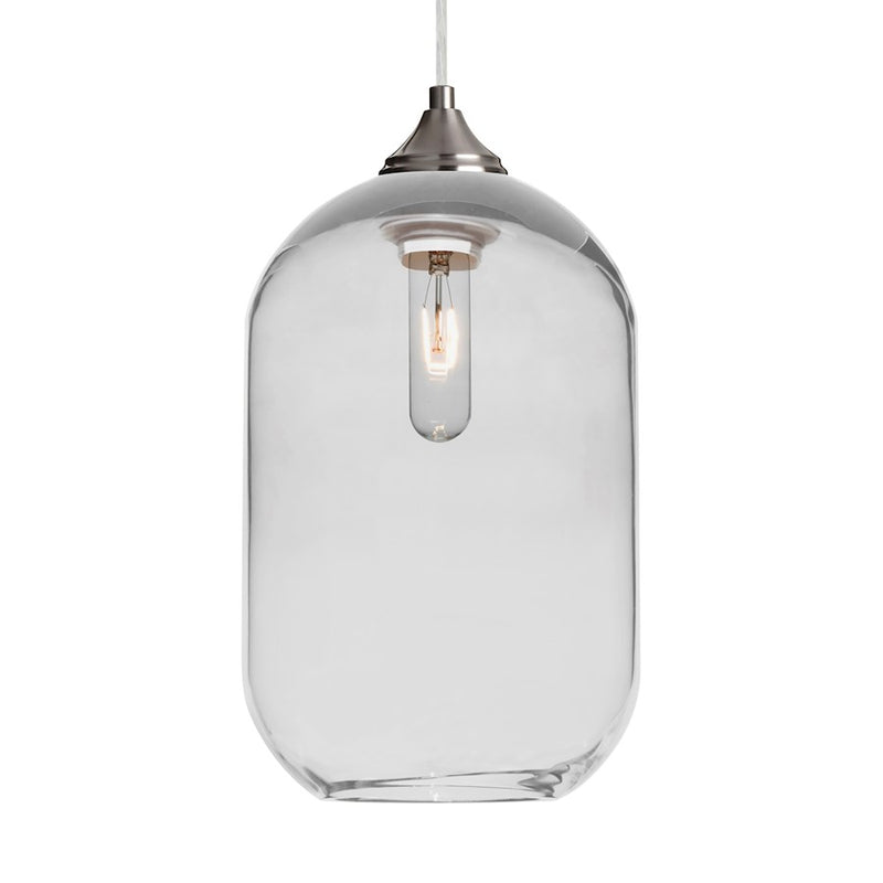 Besa Lighting Omega 12 1-Light Cord Pendant | Contemporary Satin Nickel and Clear Glass | Kitchen Island & Dining Room | Model 1JT-OMEGA12CL-SN