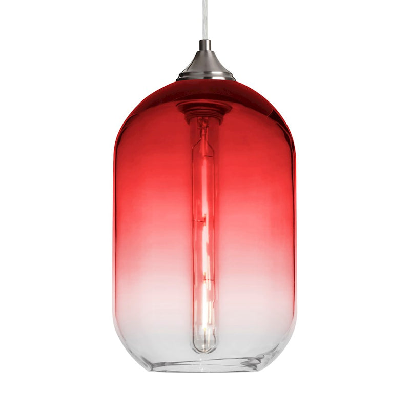 Besa Lighting Omega 12 1-Light LED Cord Pendant | Contemporary Satin Nickel and Red Glass | Kitchen Island & Dining | Model 1JT-OMEGA12RD-EDIL-SN