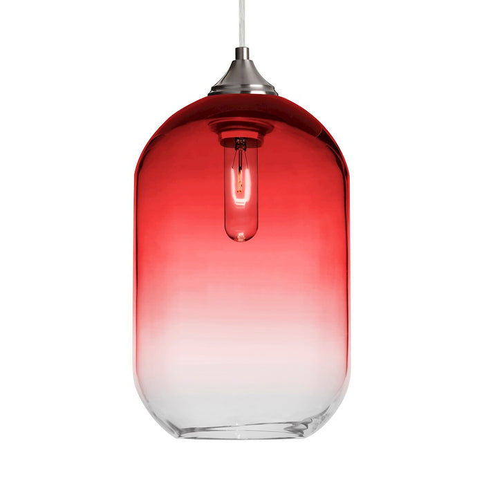 Besa Lighting Omega 12 1 Light Cord Pendant, Satin Nickel/Red - 1JT-OMEGA12RD-SN