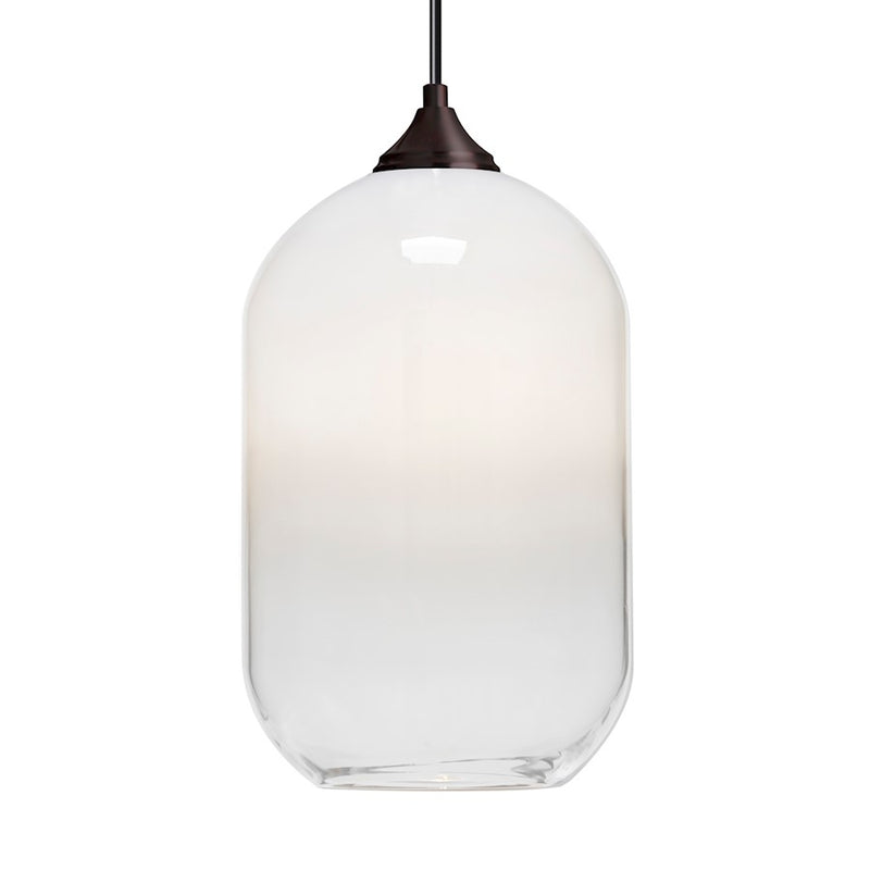 Besa Lighting Omega 12 7in 1-Light Pendant | Contemporary Bronze and White Glass | Kitchen Island & Dining Room | 7 x 11 in | Model 1JT-OMEGA12WH-BR