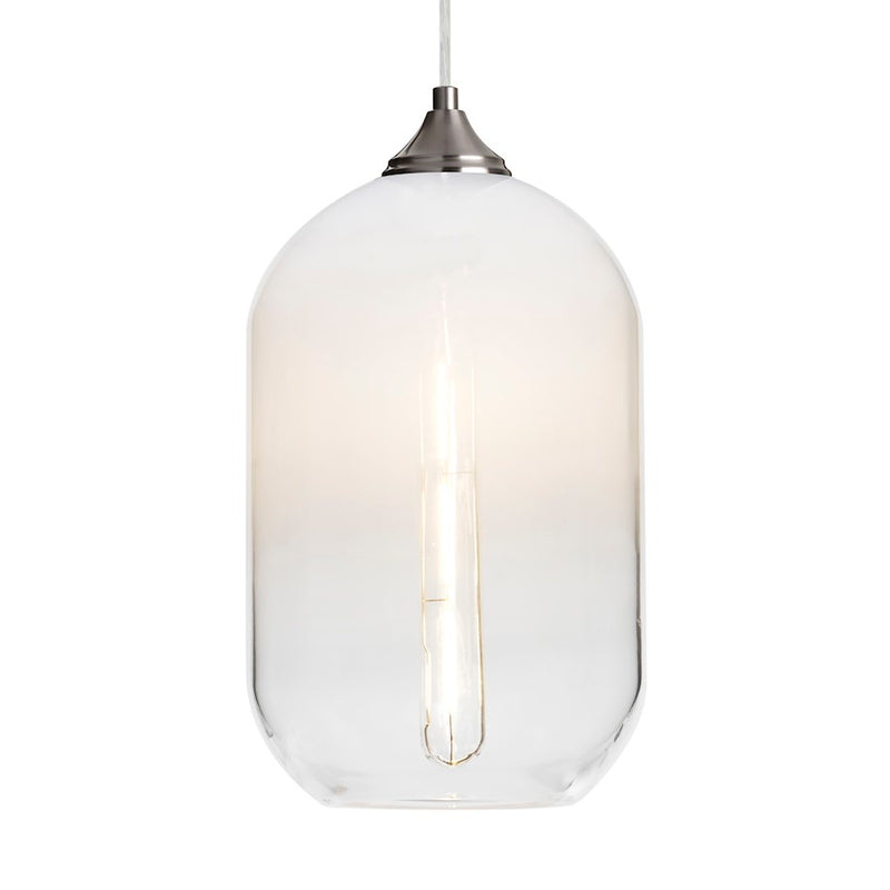 Besa Lighting Omega 12 1-Light LED Pendant | Contemporary Satin Nickel and White Glass | Kitchen Island & Dining Room | Model 1JT-OMEGA12WH-EDIL-SN