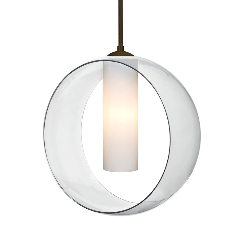 Besa Lighting Plato 12in 1-Light Cord Pendant | Contemporary Bronze and Clear Glass | Kitchen Island & Dining Room | 12 x 12 in | Model 1JT-PLATOCL-BR