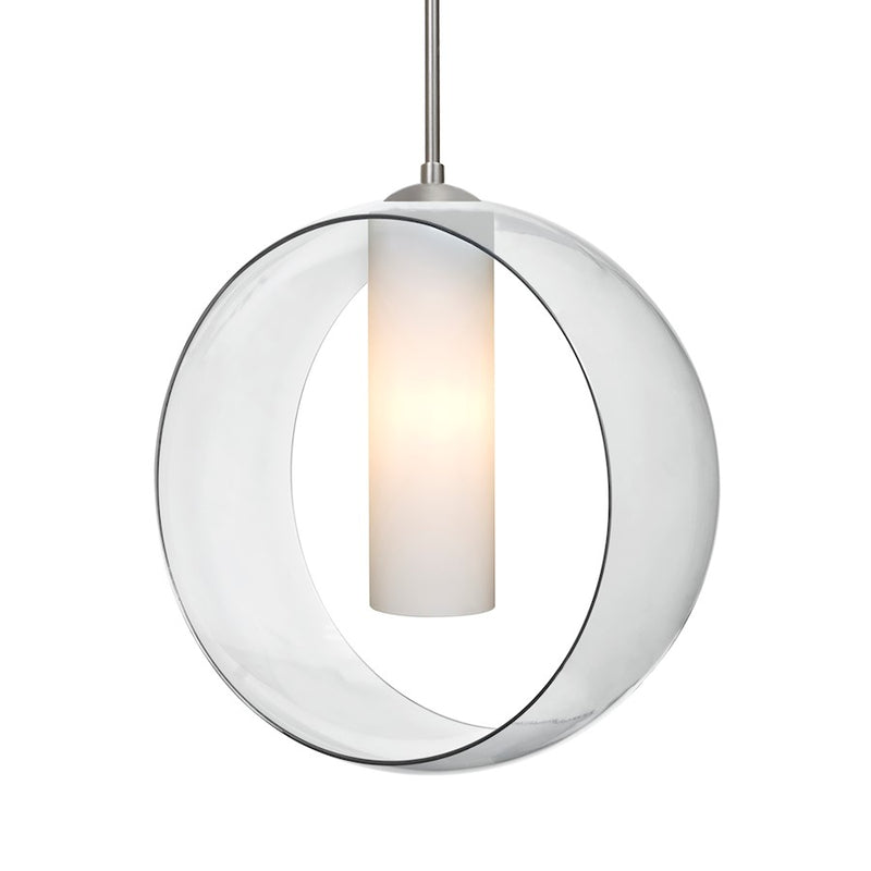 Besa Lighting Plato 12in 1-Light LED Pendant | Contemporary Satin Nickel and Clear Glass | Kitchen Island & Dining Room | Model 1JT-PLATOCL-LED-SN