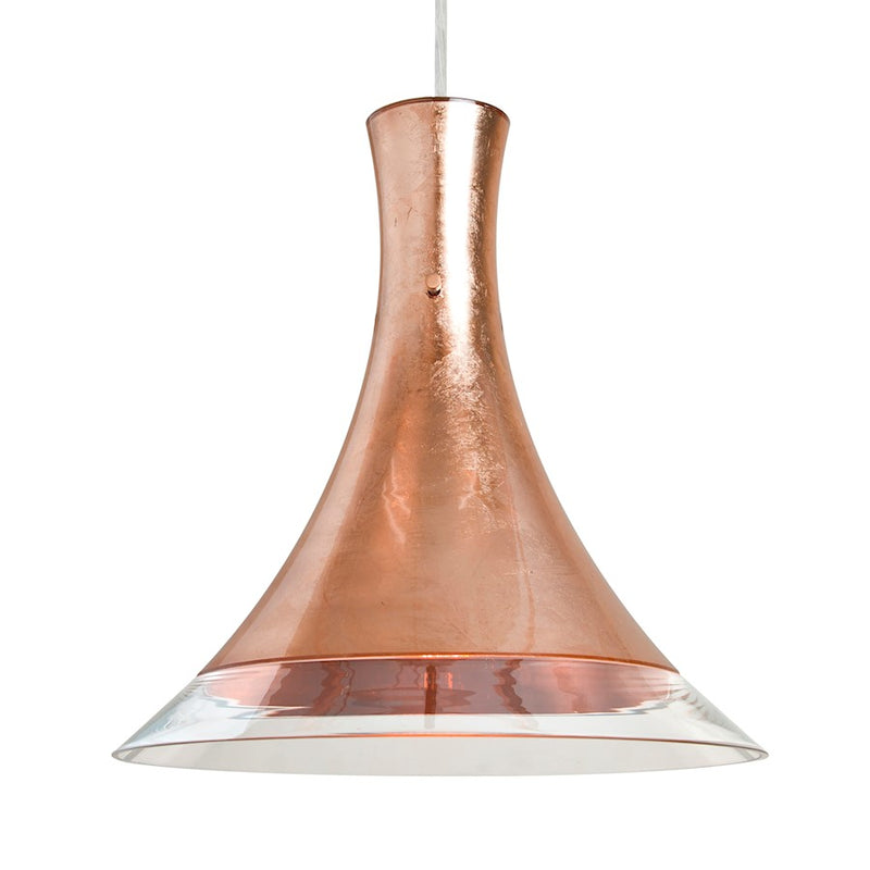 Besa Lighting Rio 12in 1-Light Cord Pendant | Contemporary Satin Nickel and Copper Glass | Kitchen Island & Dining Room | Model 1JT-RIOCF-SN