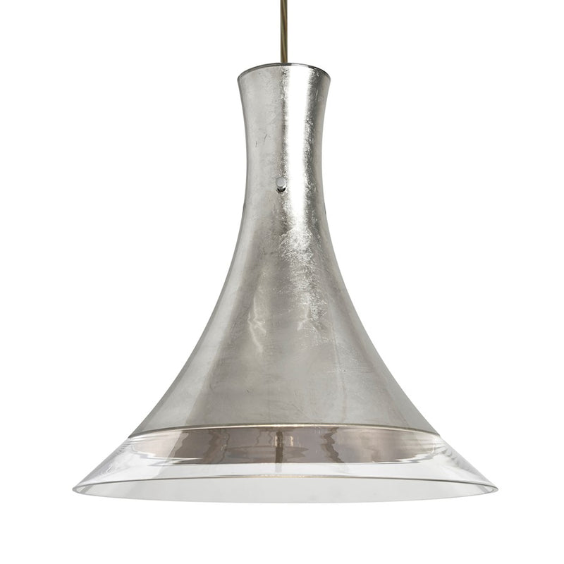 Besa Rio 12in 1-Light LED Pendant | Contemporary Bronze and Silver Glass | Kitchen Island & Dining Room | 12 x 12 x 13 in | Model 1JT-RIOSF-LED-BR