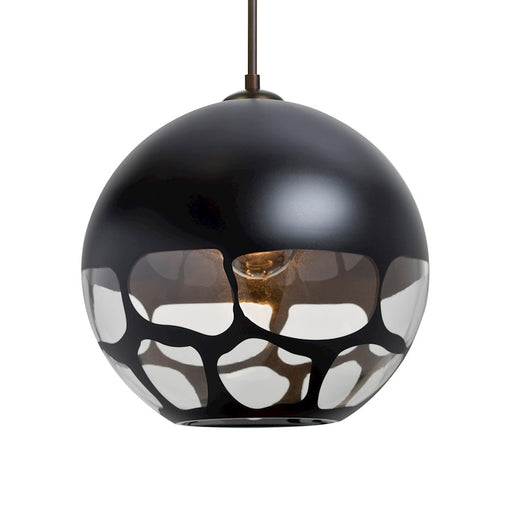 Besa Lighting Rocky 1 Light Cord Pendant, Bronze/Black - 1JT-ROCKYBK-BR