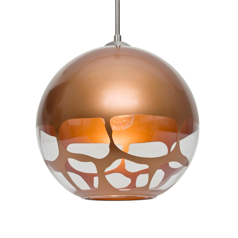 Besa Lighting Rocky 10in 1-Light Cord Pendant | Contemporary Satin Nickel and Copper Glass | Kitchen Island & Dining Room | Model 1JT-ROCKYCP-SN