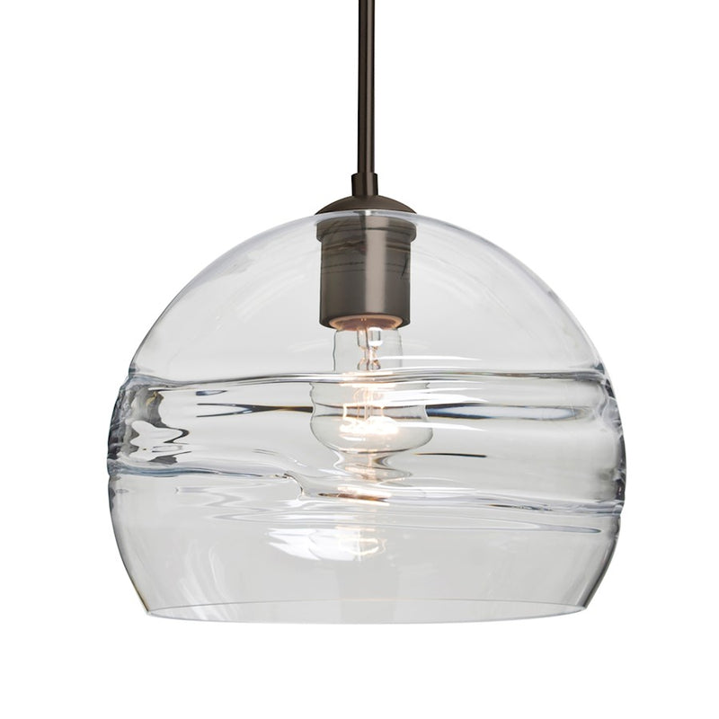 Besa Lighting Spirit 10 1-Light Cord Pendant | Contemporary Brushed Bronze and Clear Glass | Kitchen Island & Dining Room | Model 1JT-SPIR10CL-BR